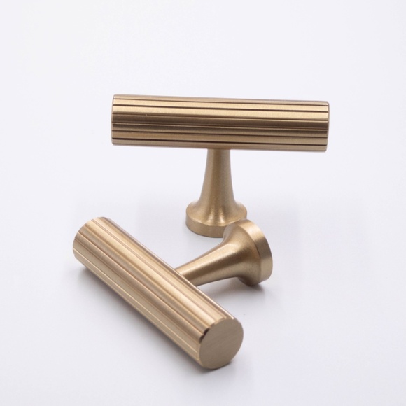 Modern Solid Brass T-Bar Pull  for Cabinets and Drawer Handles, Kitchen Hardware - Picture 3 of 4